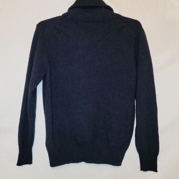 J. Crew mens lamb wool dark blue shawl collar long sleeved sweater size large - Picture 3 of 3